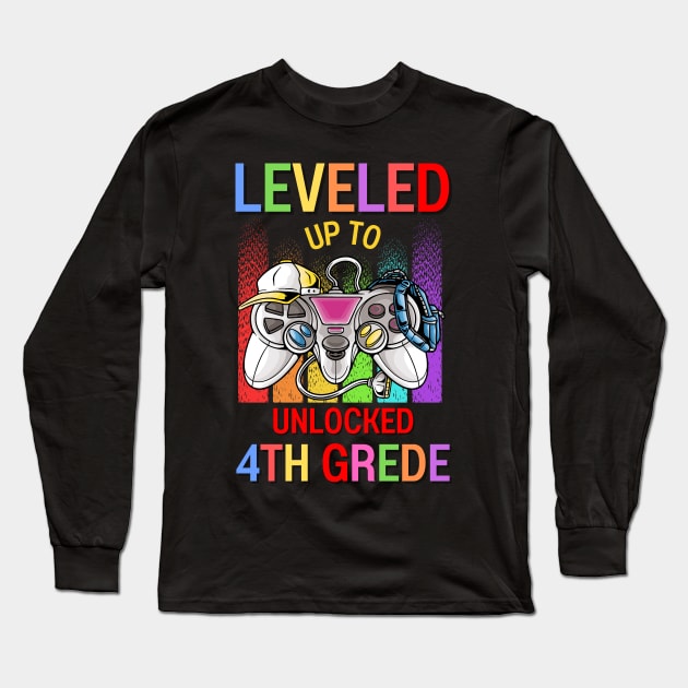Leveled Up To Unlocked 4th Grade Video Game Back To School Long Sleeve T-Shirt by AE Desings Digital